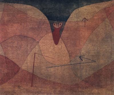 Aviatic Evolution by Paul Klee, mystical bird form in warm earth tones